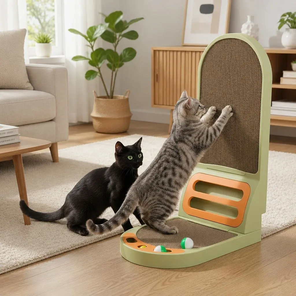 Vertical Cat Scratching Board L-Shaped Cardboard Scratcher Indoor Cats