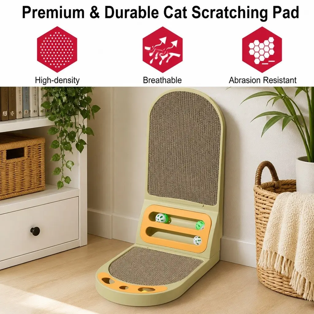 Vertical Cat Scratching Board L-Shaped Cardboard Scratcher Indoor Cats