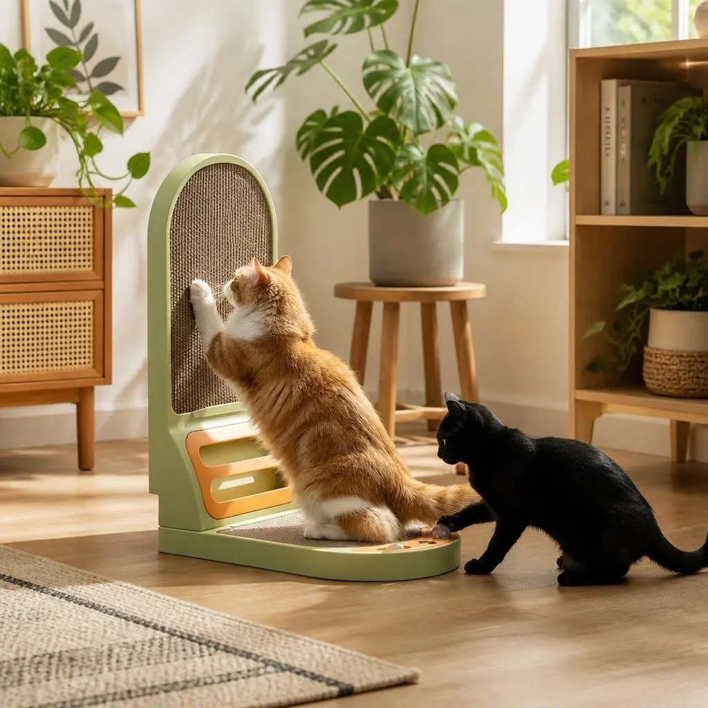 Vertical Cat Scratching Board L-Shaped Cardboard Scratcher Indoor Cats