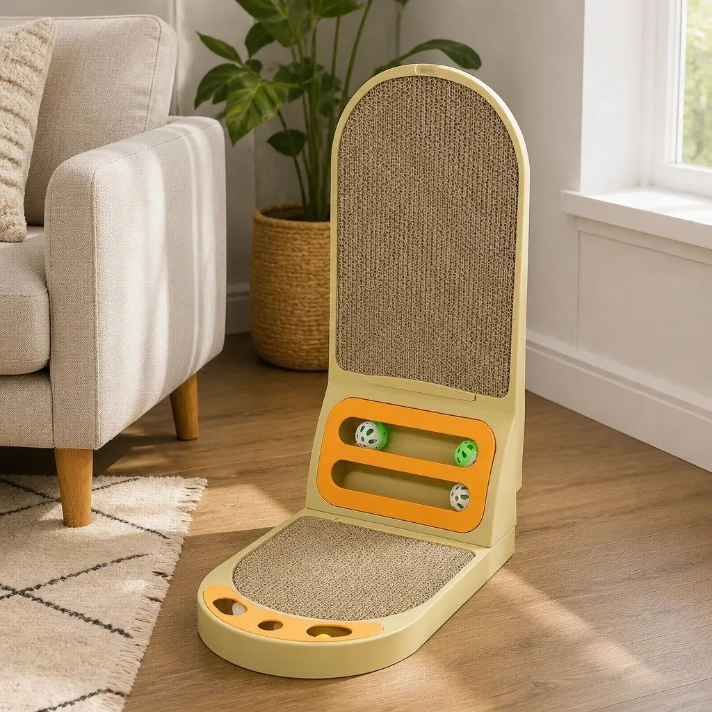 Vertical Cat Scratching Board L-Shaped Cardboard Scratcher Indoor Cats