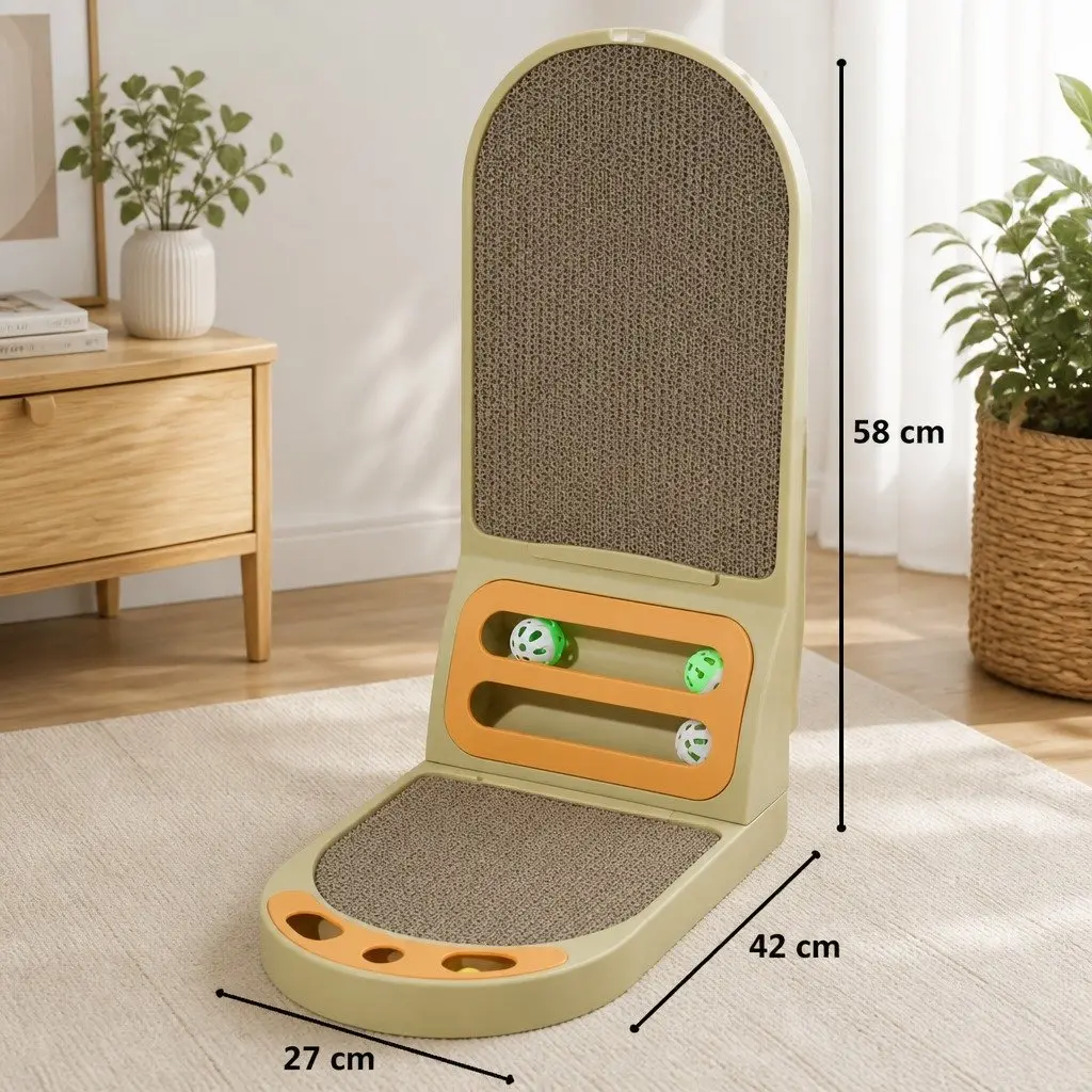 Vertical Cat Scratching Board L-Shaped Cardboard Scratcher Indoor Cats