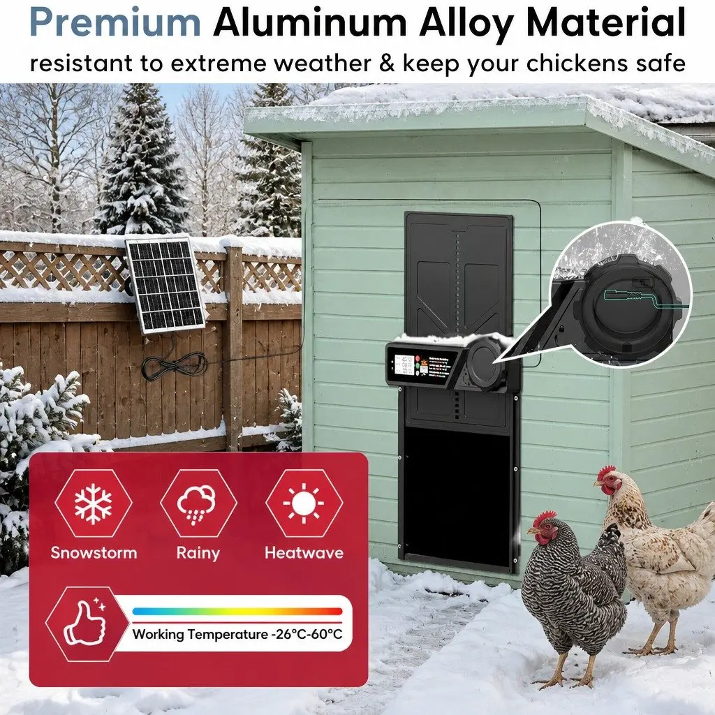 Automatic Chicken Coop Door Solar USB Timer Light Sensor Remote Control LED