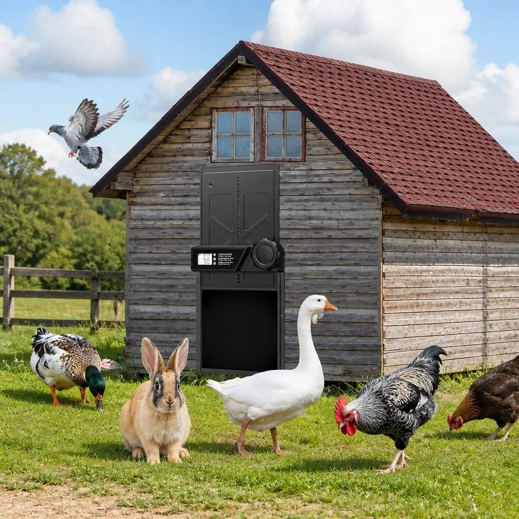 Automatic Chicken Coop Door Solar USB Timer Light Sensor Remote Control LED