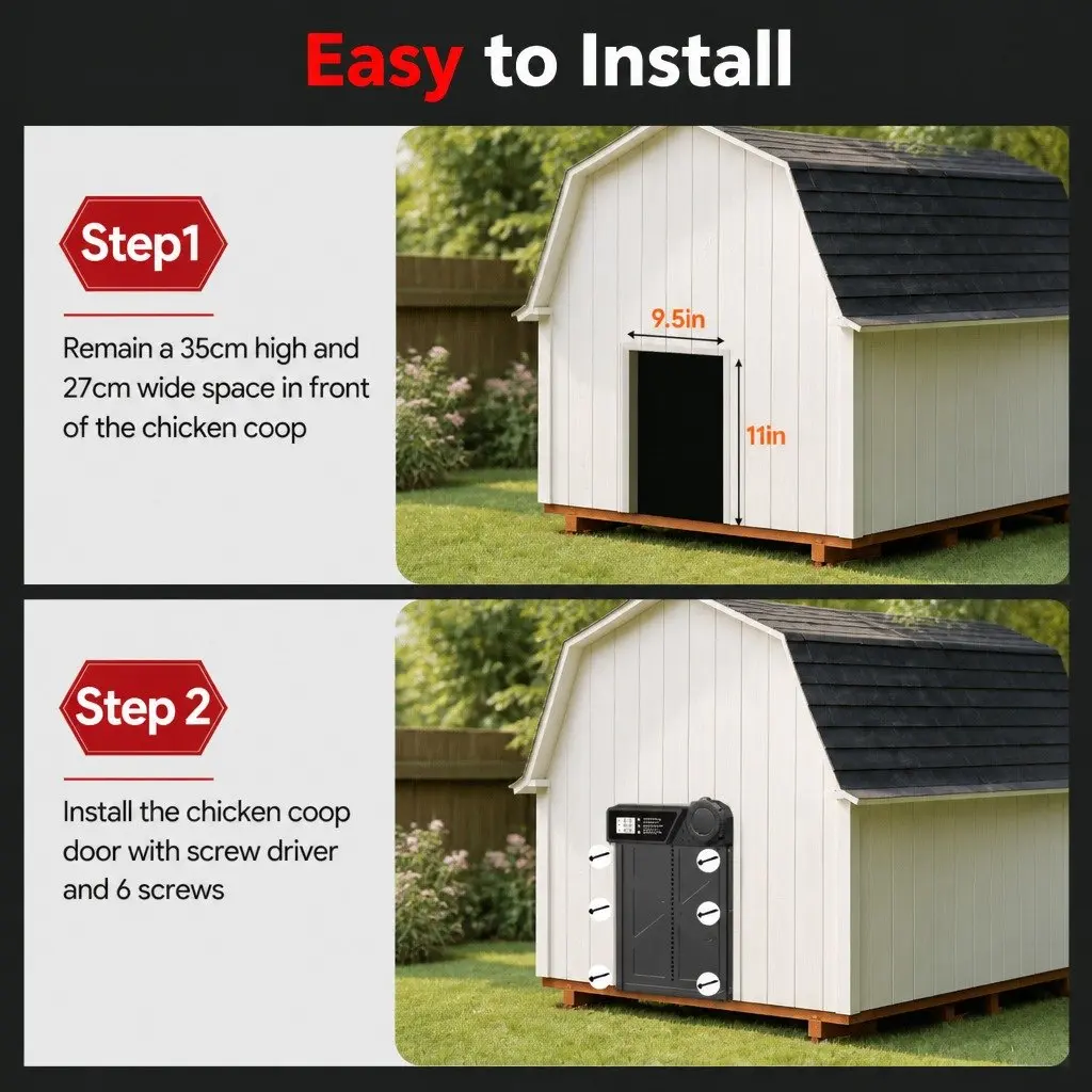 Automatic Chicken Coop Door Solar USB Timer Light Sensor Remote Control LED