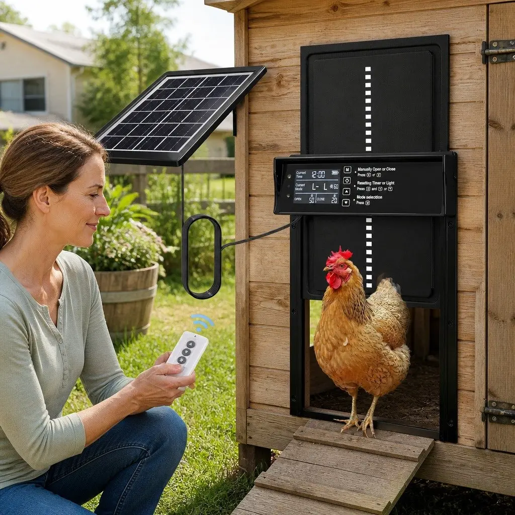Solar-Powered Automatic Chicken Coop Door with Remote Control