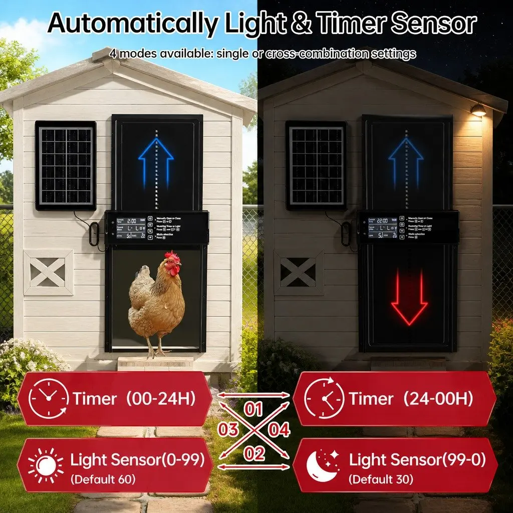 Solar-Powered Automatic Chicken Coop Door with Remote Control