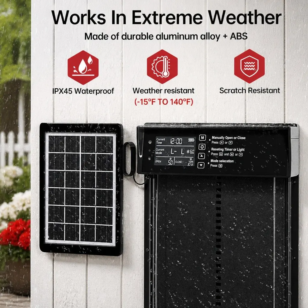Solar-Powered Automatic Chicken Coop Door with Remote Control
