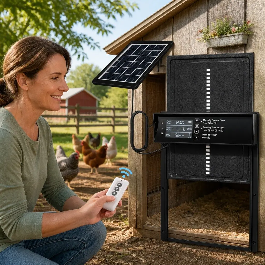 Solar-Powered Automatic Chicken Coop Door with Remote Control