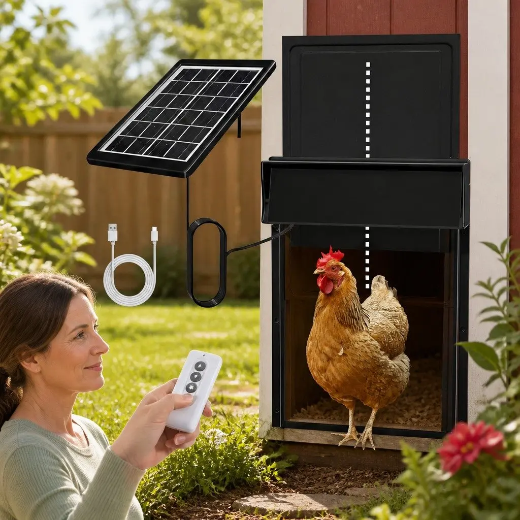 Solar-Powered Automatic Chicken Coop Door with Remote Control