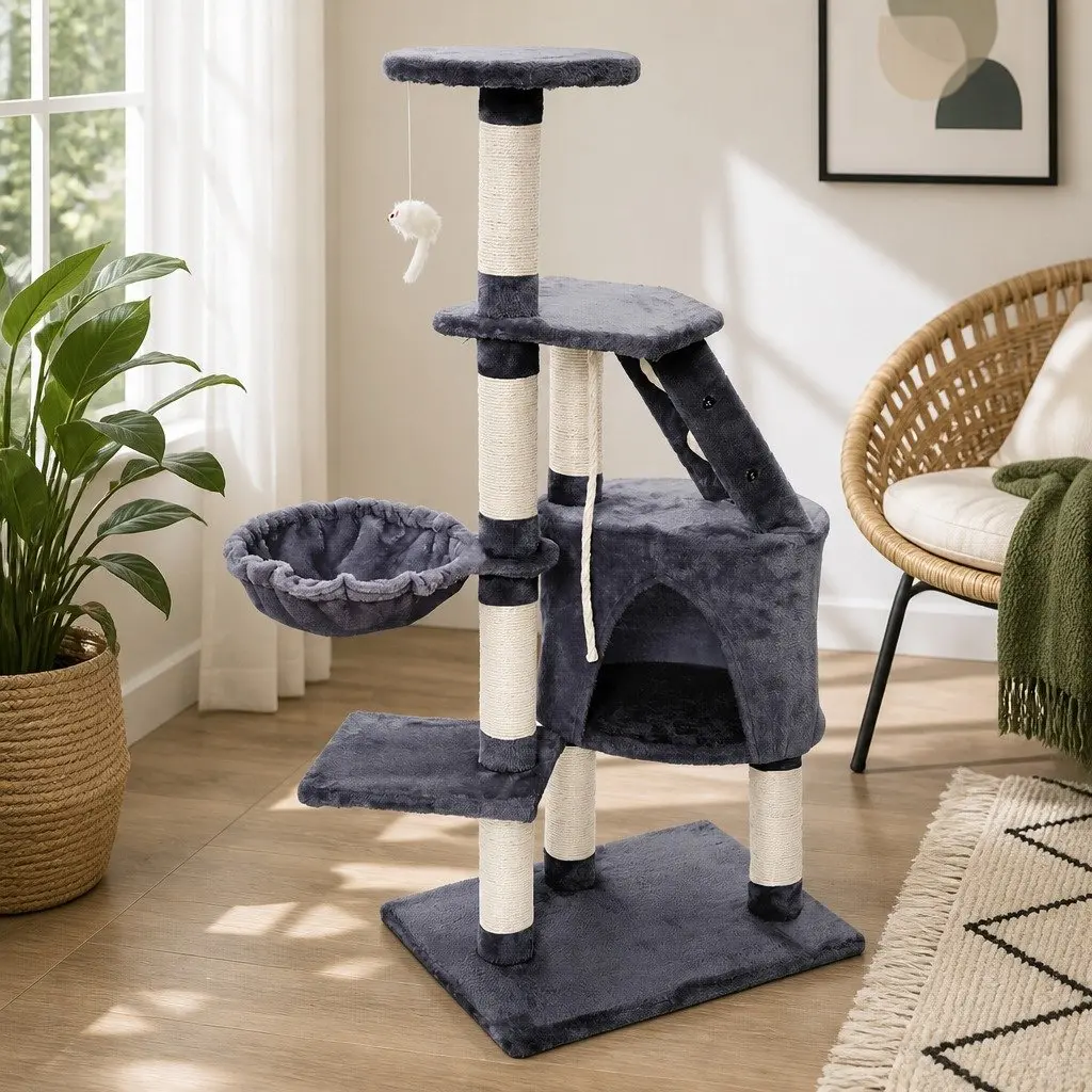 Cat Tree 120cm Indoor Cats Condo Hammock Plush Perch Scratching Posts Kittens