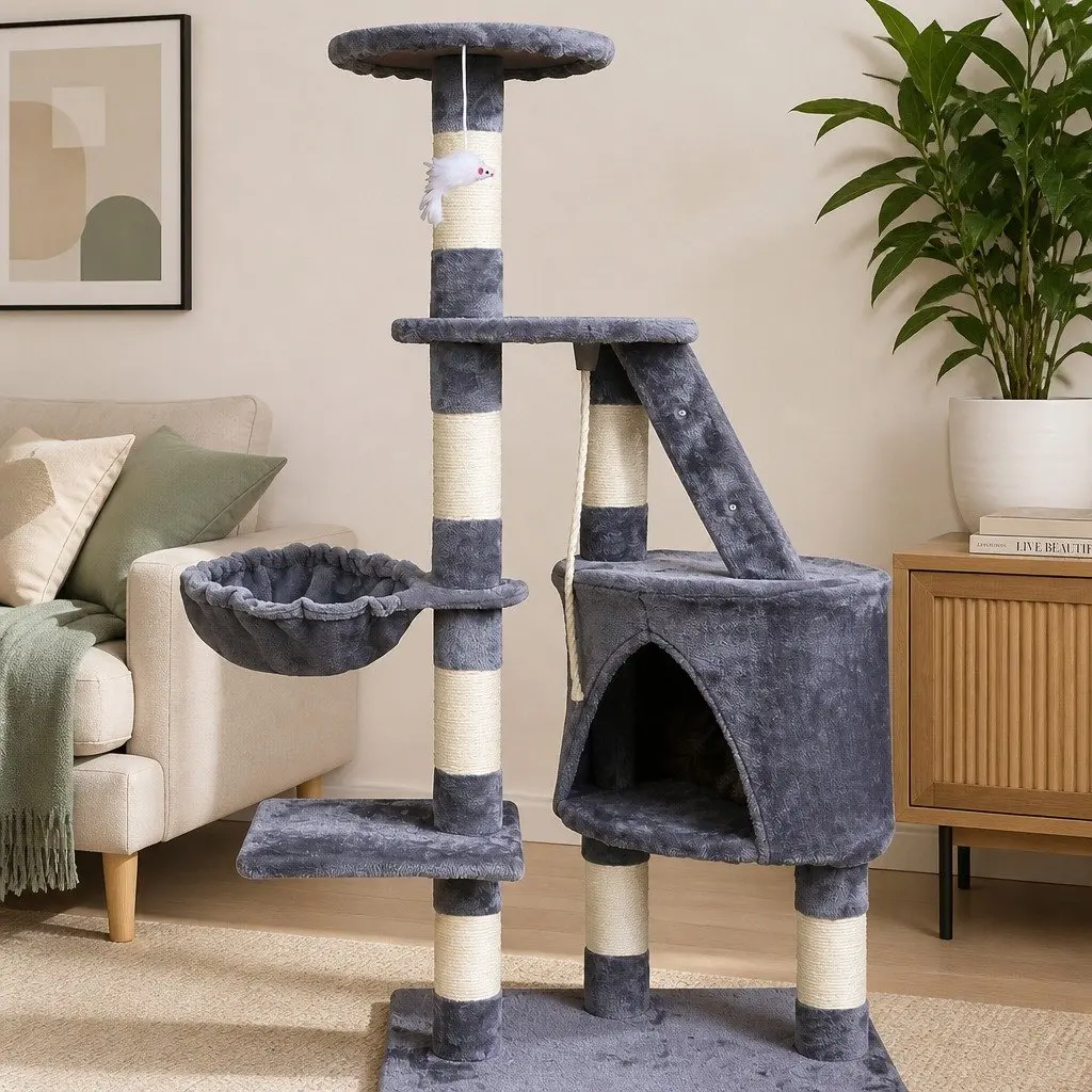 Cat Tree 120cm Indoor Cats Condo Hammock Plush Perch Scratching Posts Kittens