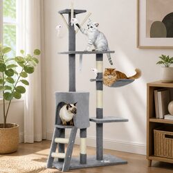 134cm Cat Tree Indoor Cats Hammock Plush Perch Sisal Scratching Posts Kittens