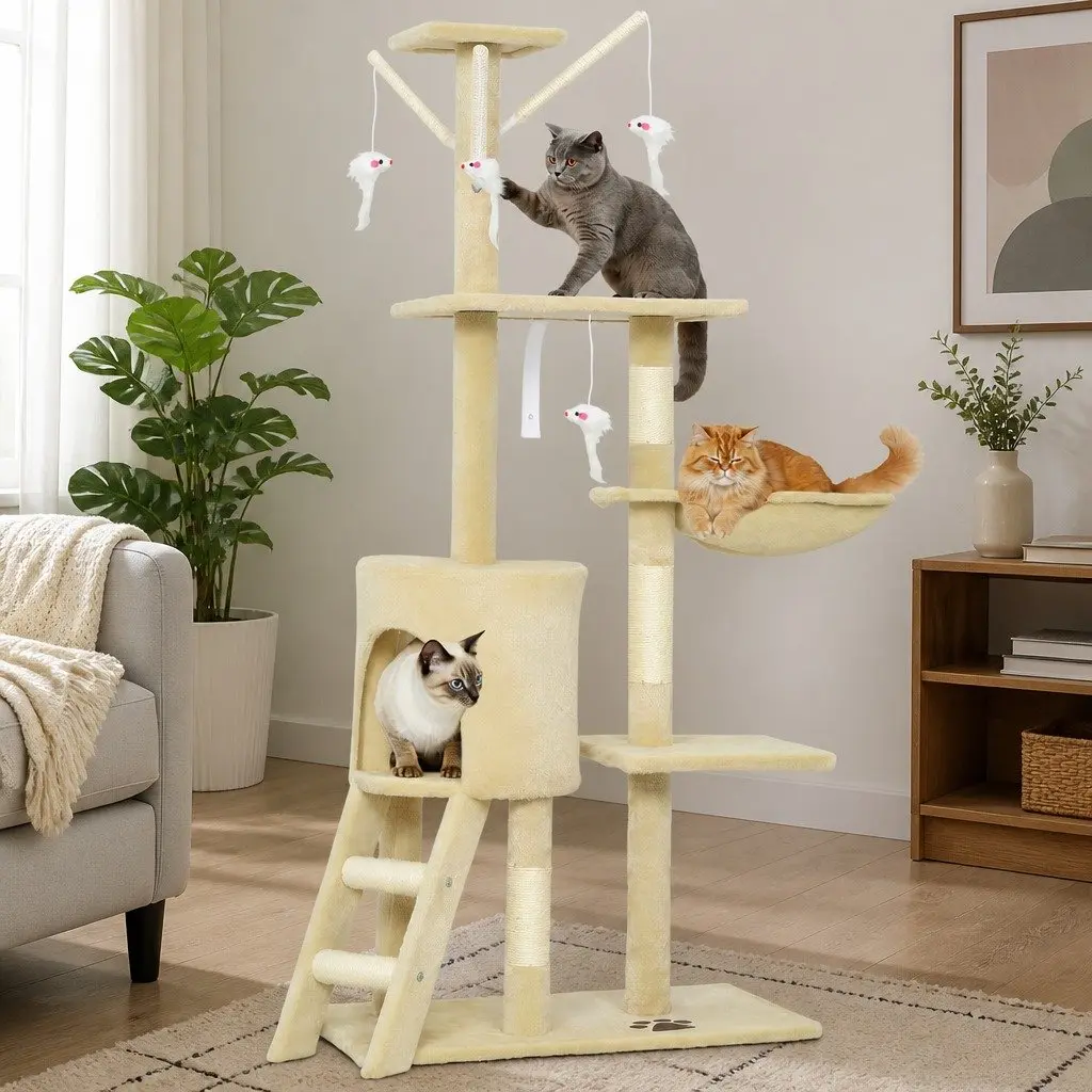 134cm Indoor Cat Tree with Scratching Posts