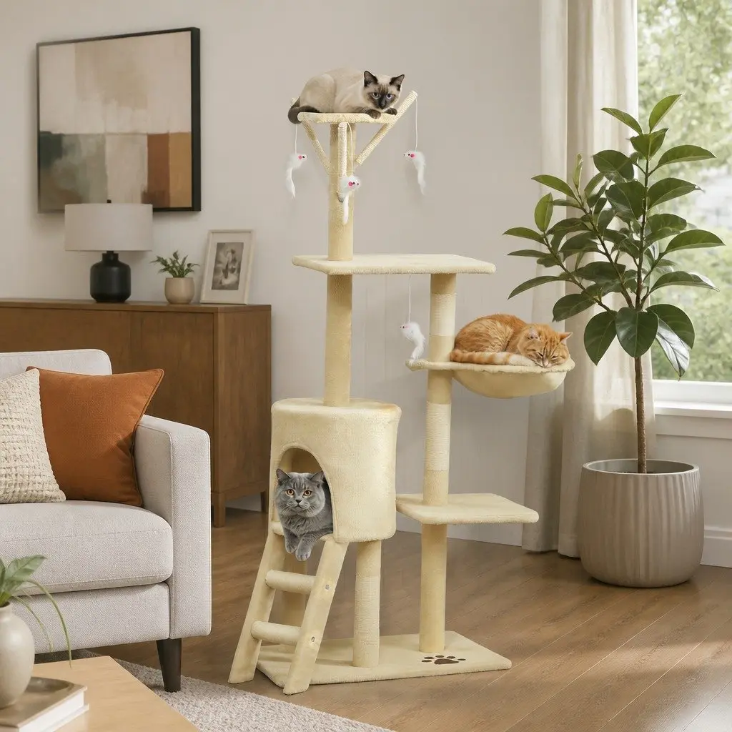 134cm Indoor Cat Tree with Scratching Posts