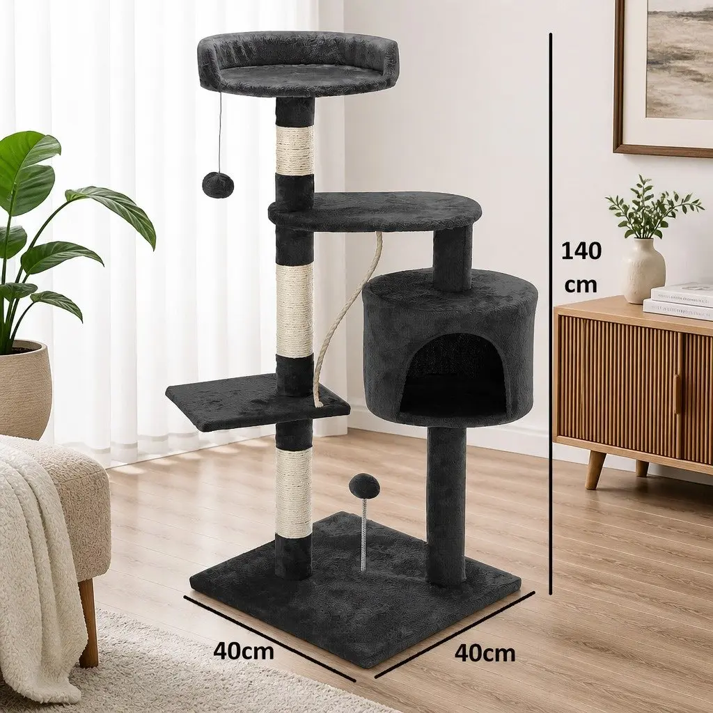 Cat Tree 140cm Indoor Cats Multi-Level Climbing Perch Sisal Scratching Posts