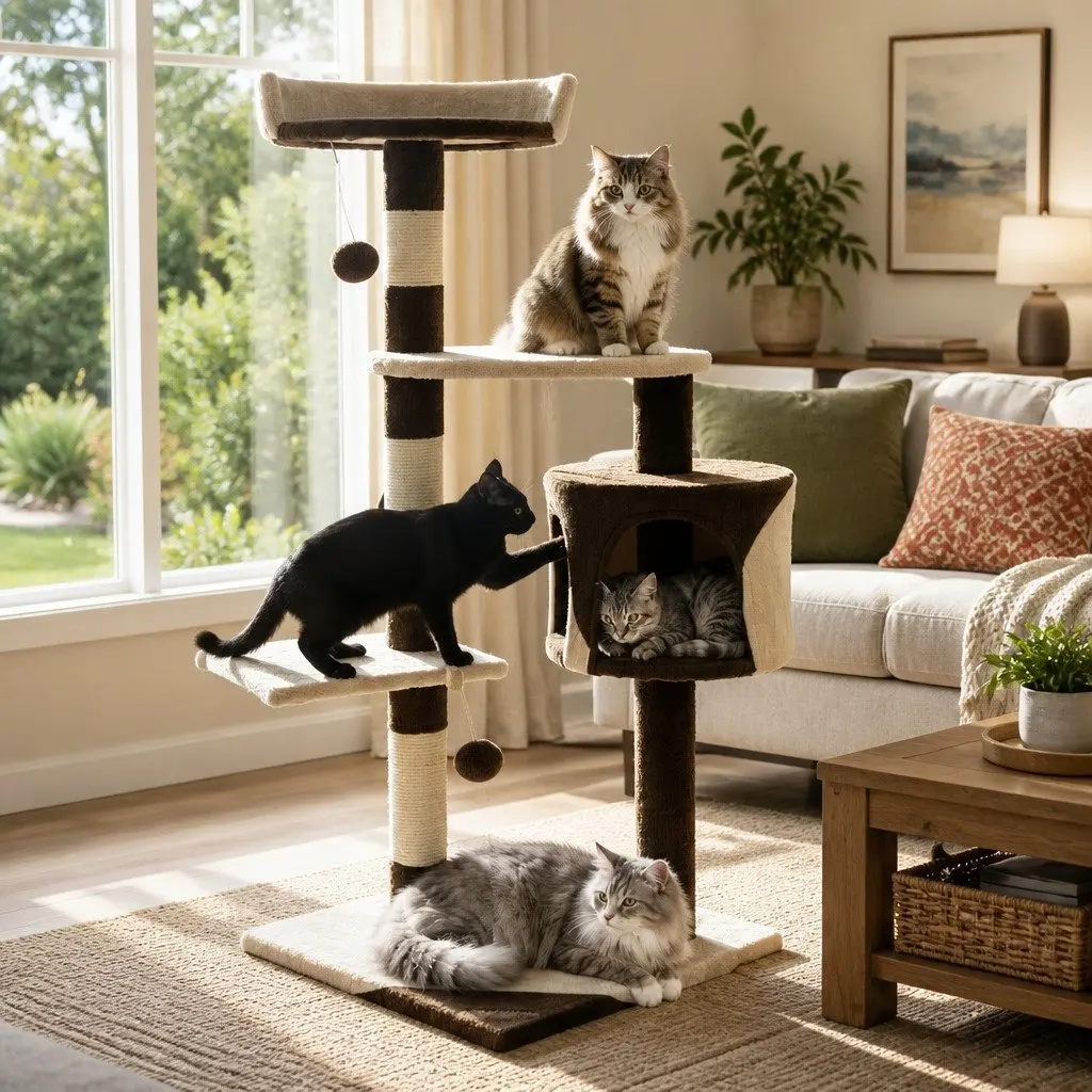 Cat Tree 140cm Indoor Cats Multi-Level Plush Perch Sisal Scratching Posts Condo