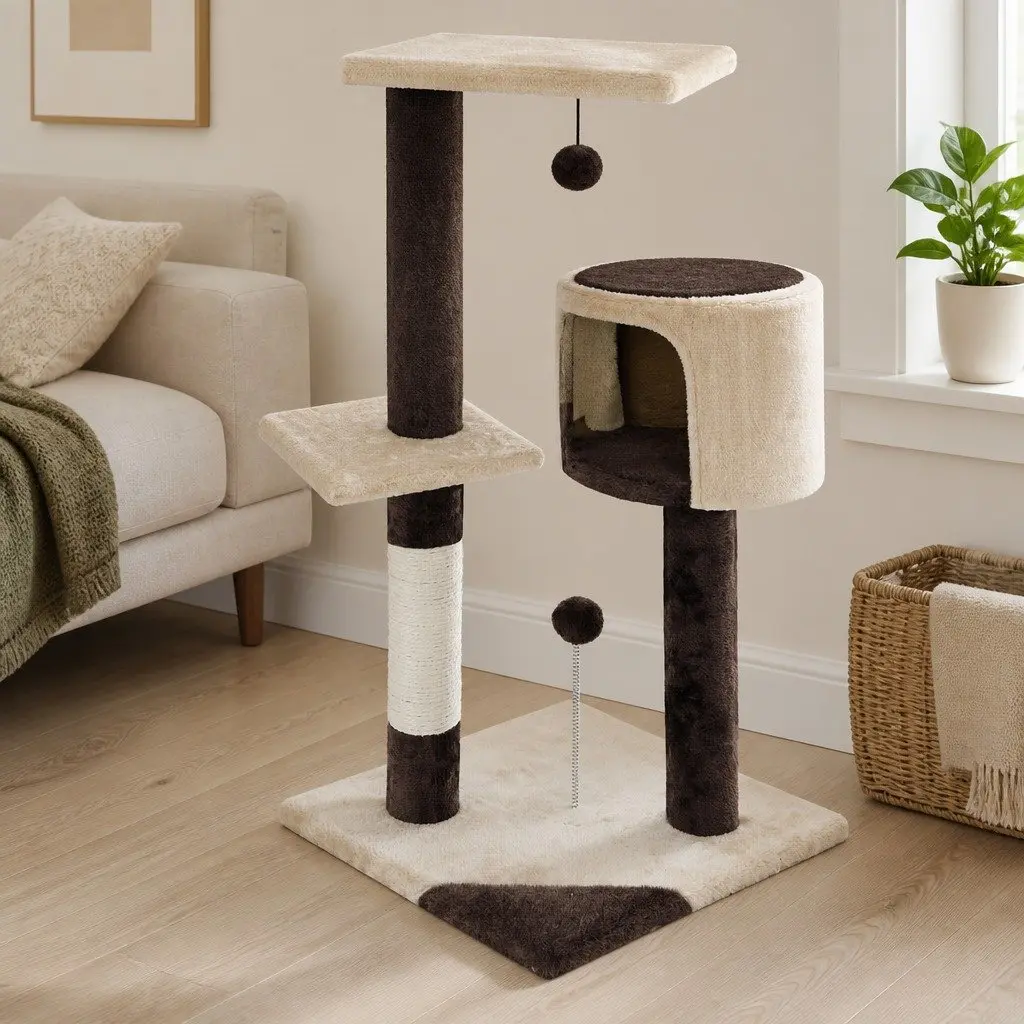 Cat Tree 140cm Indoor Cats Multi-Level Plush Perch Sisal Scratching Posts Condo
