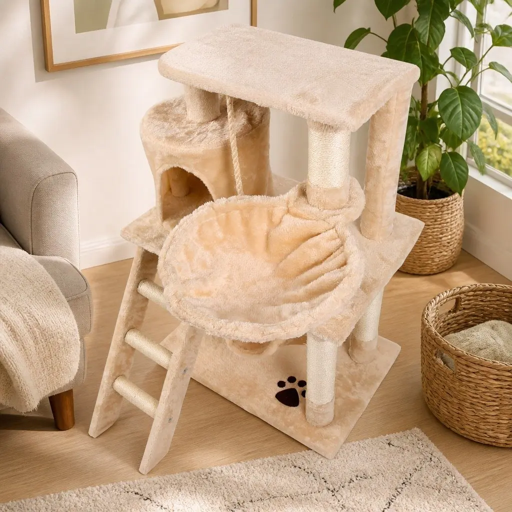 Cat Tree Tower 141cm Indoor Cats Multi-Level Climbing Perch Hammock Condo Sisal