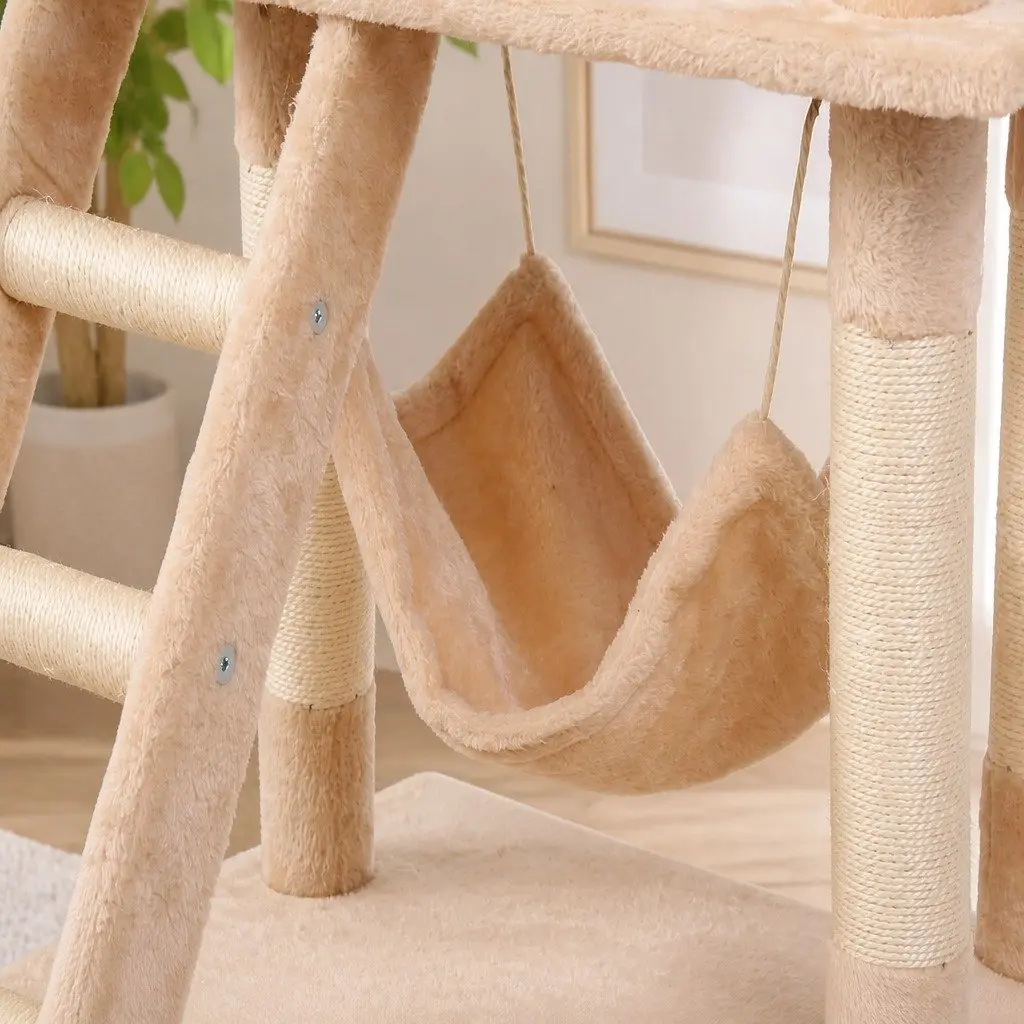 Cat Tree Tower 141cm Indoor Cats Multi-Level Climbing Perch Hammock Condo Sisal