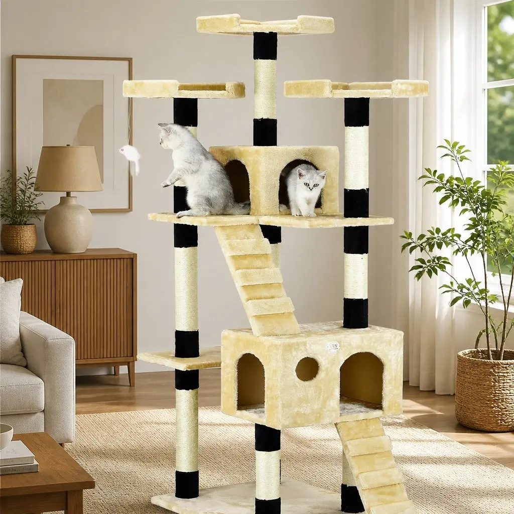 Cat Tree Tower Indoor Cats 180cm Multi-Level Climbing Perches Sisal Posts Condos