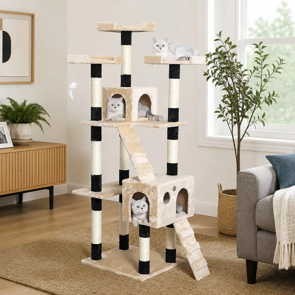 Cat Tree Tower Indoor Cats 180cm Multi-Level Climbing Perches Sisal Posts Condos