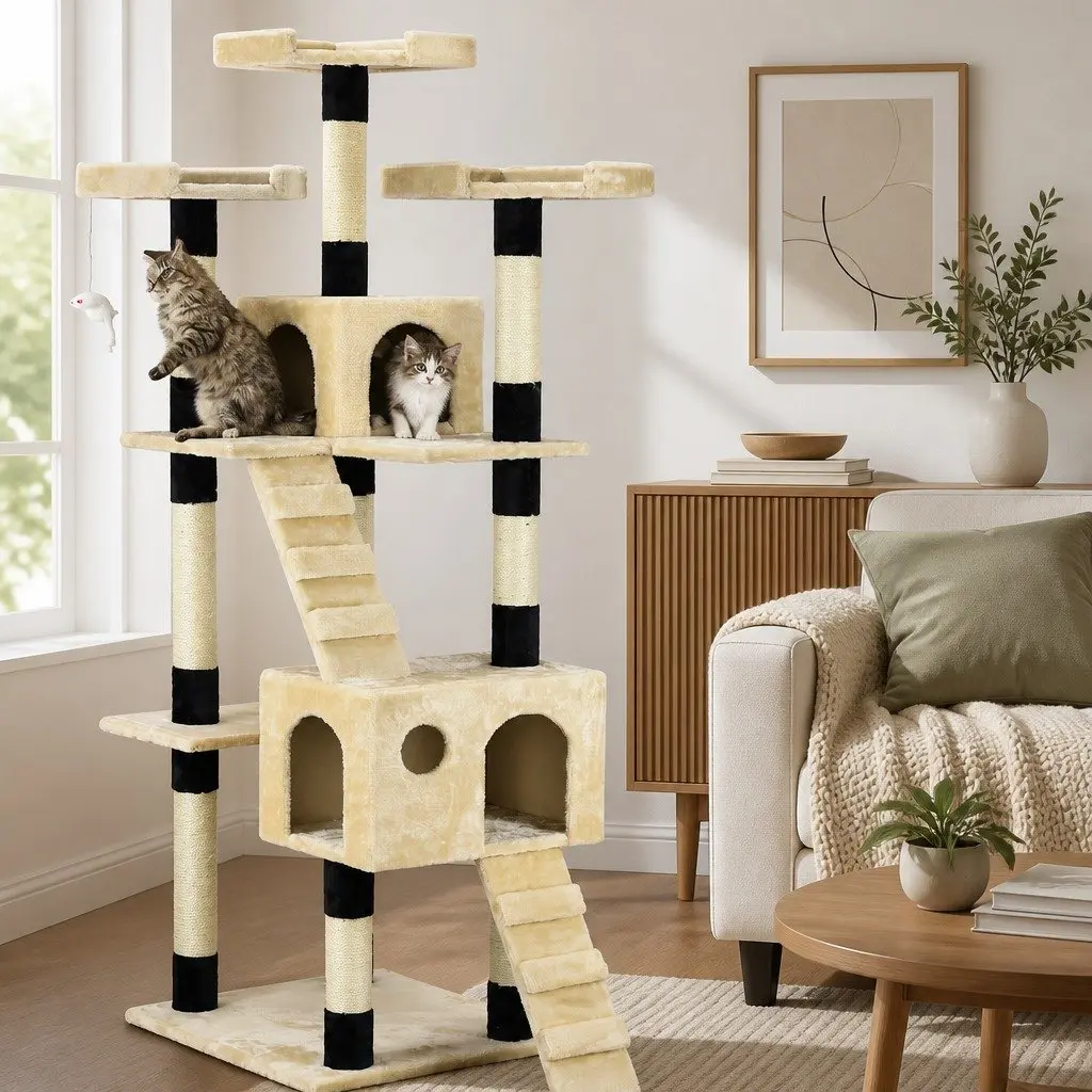 Cat Tree Tower Indoor Cats 180cm Multi-Level Climbing Perches Sisal Posts Condos