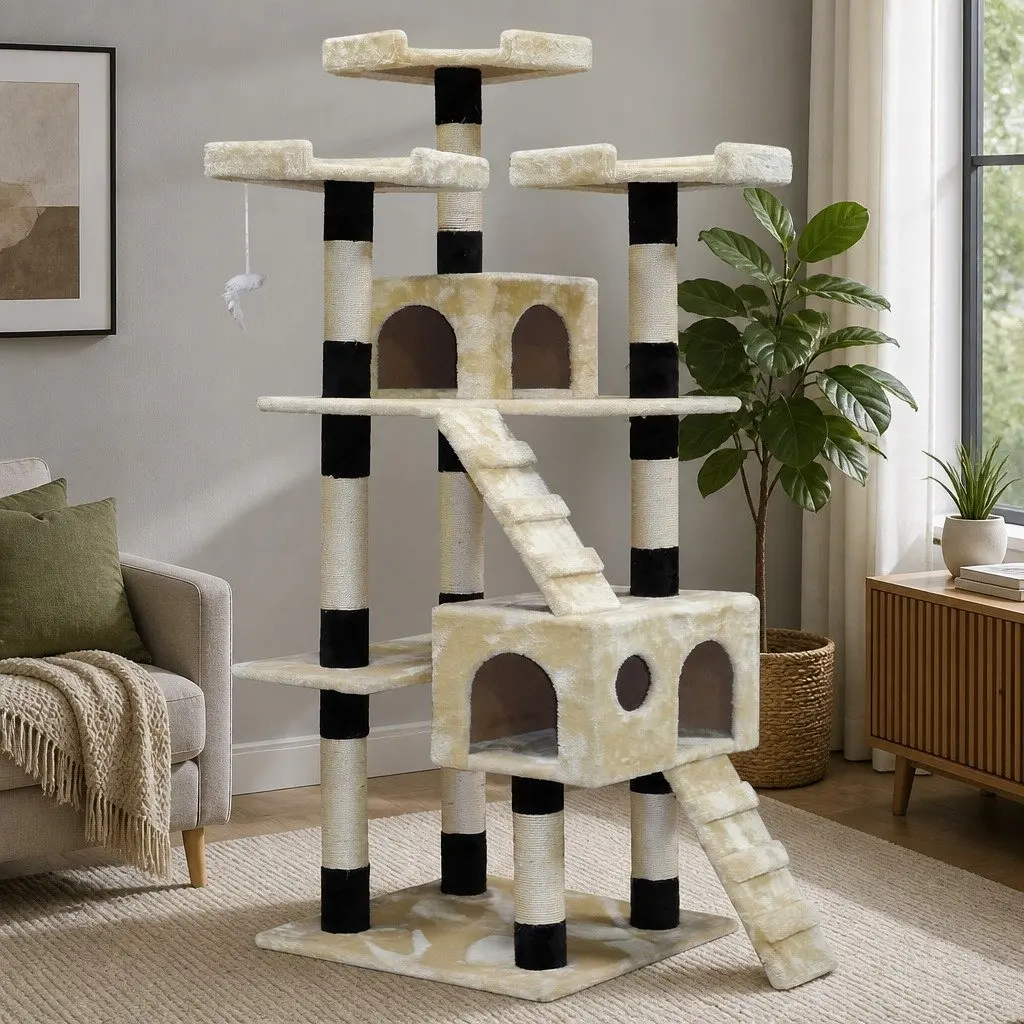 Cat Tree Tower Indoor Cats 180cm Multi-Level Climbing Perches Sisal Posts Condos