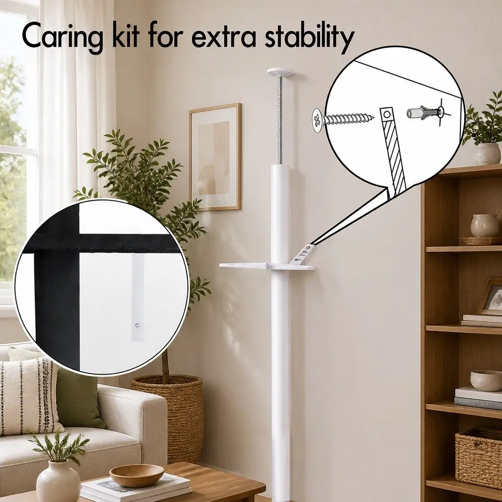 Floor to Ceiling Cat Tree Tower Adjustable Height 230-286cm Indoor Cats Grey