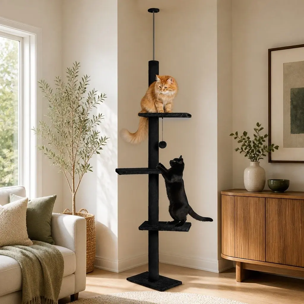 Floor to Ceiling Cat Tree Tower Adjustable Height 230-286cm Indoor Cats 4