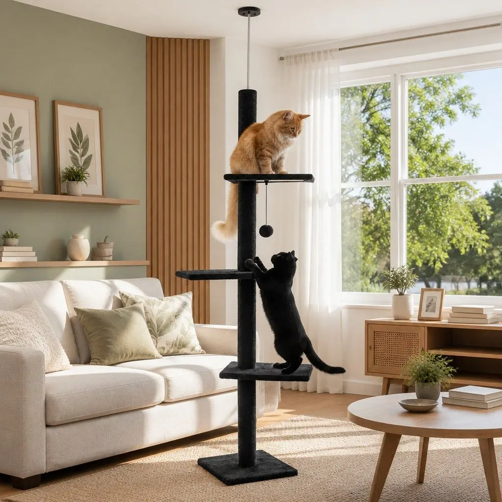 Floor to Ceiling Cat Tree Tower Adjustable Height 230-286cm Indoor Cats 4