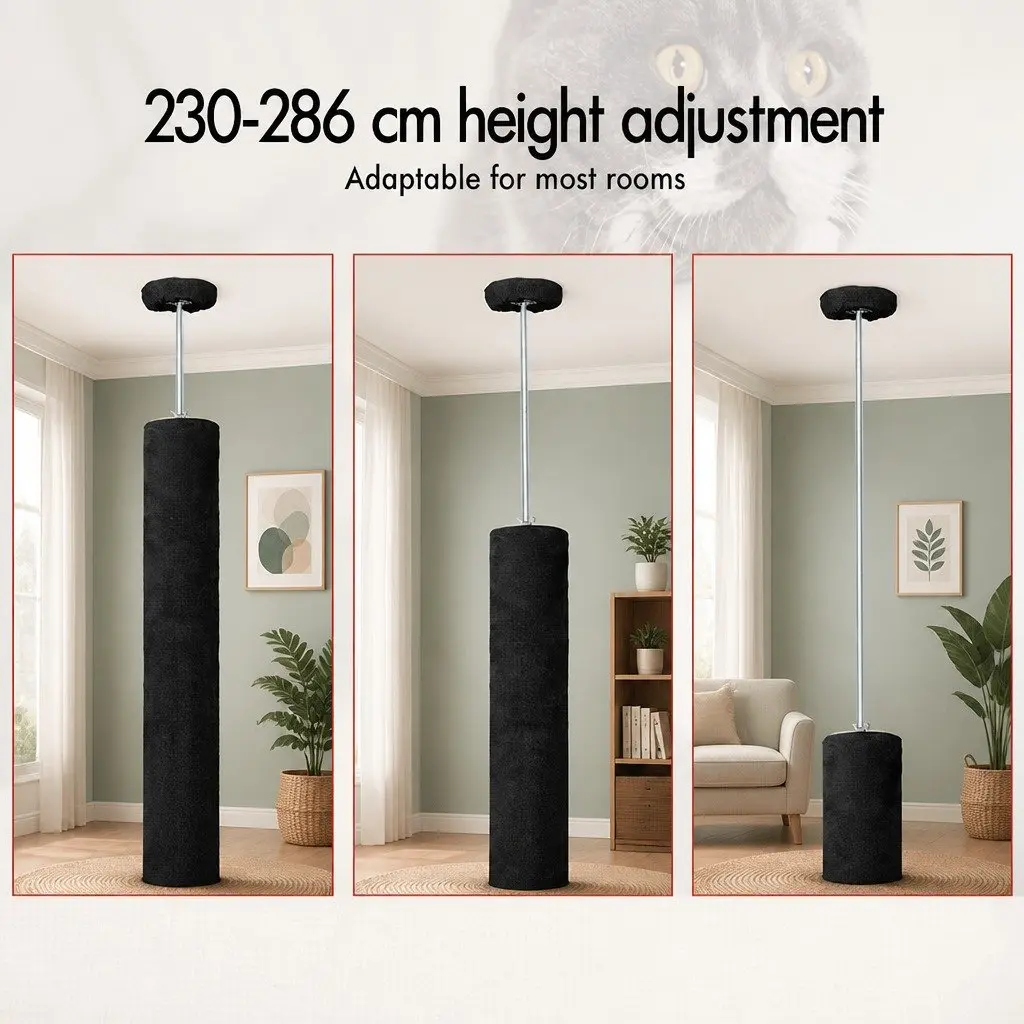 Floor to Ceiling Cat Tree Tower Adjustable Height 230-286cm Indoor Cats 4
