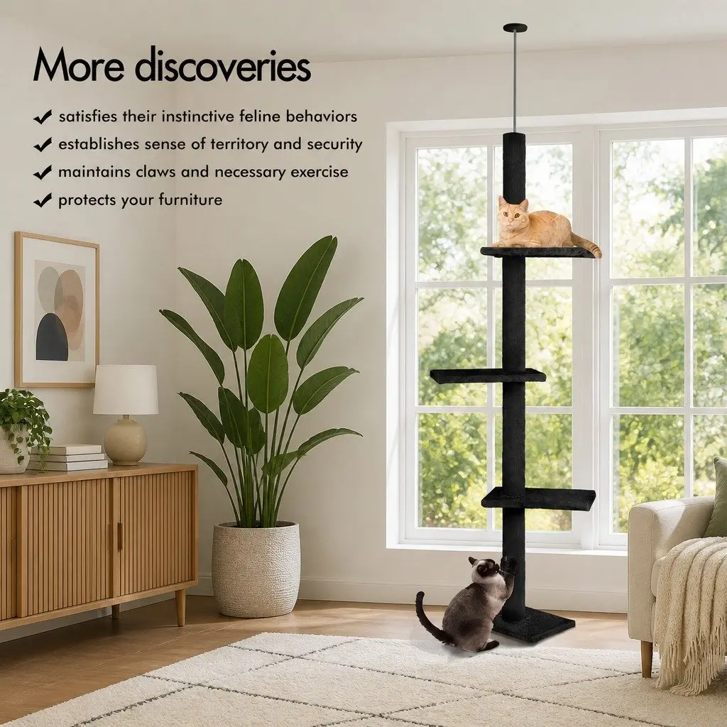 Floor to Ceiling Cat Tree Tower Adjustable Height 230-286cm Indoor Cats 4