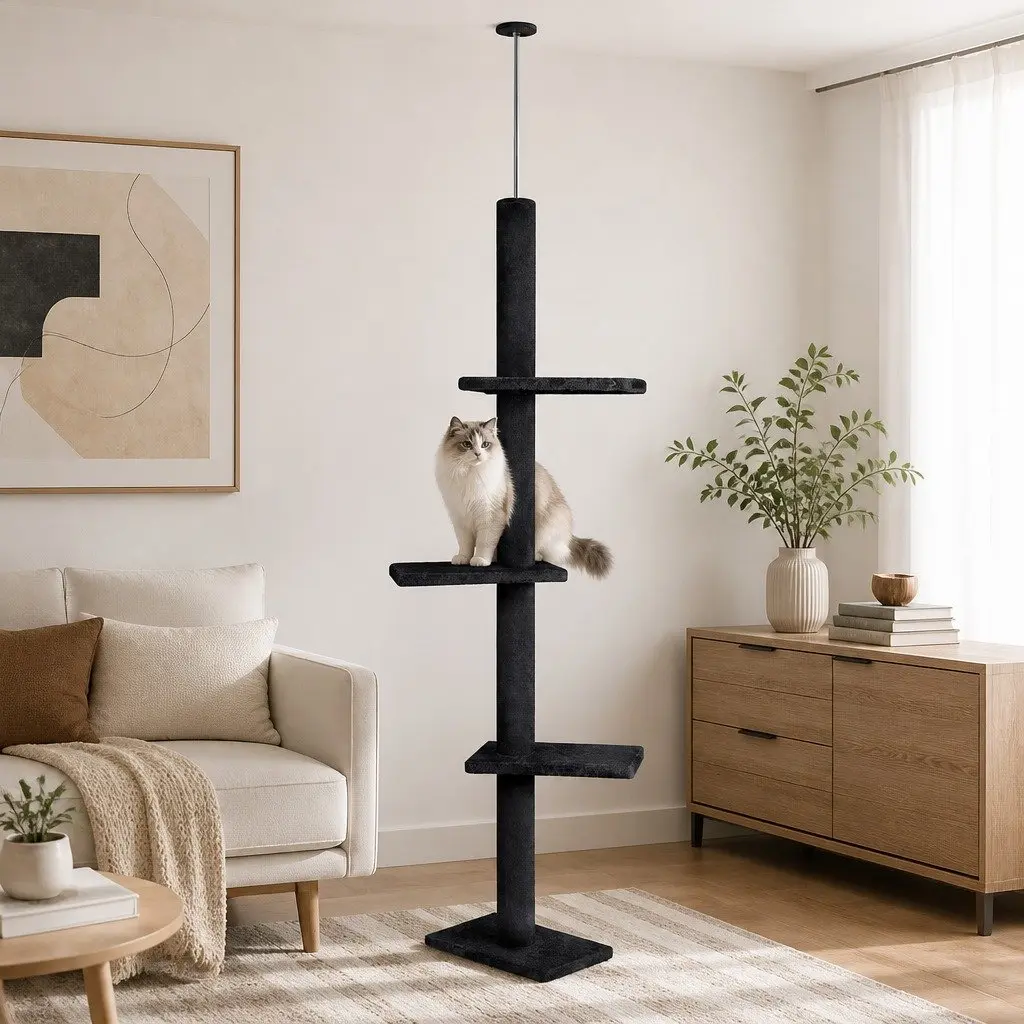 Floor to Ceiling Cat Tree Tower Adjustable Height 230-286cm Indoor Cats 4