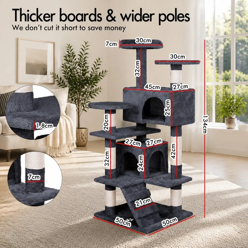 Cat Tree Tower 180cm Indoor Cats Multi-Level Plush Perches Condos Sisal