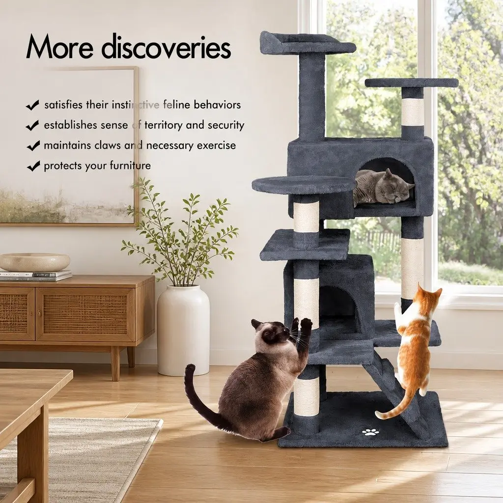 Cat Tree Tower 180cm Indoor Cats Multi-Level Plush Perches Condos Sisal