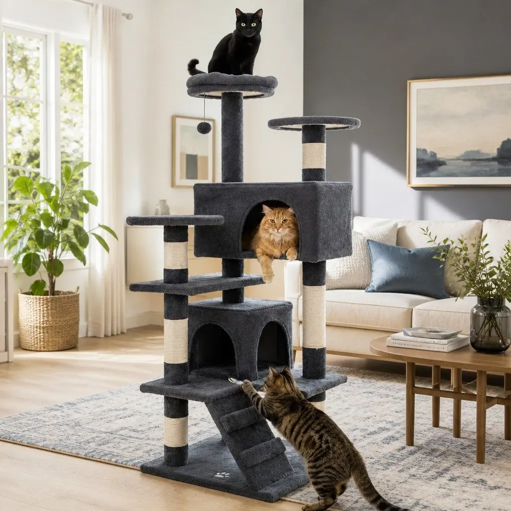 Cat Tree Tower 180cm Indoor Cats Multi-Level Plush Perches Condos Sisal