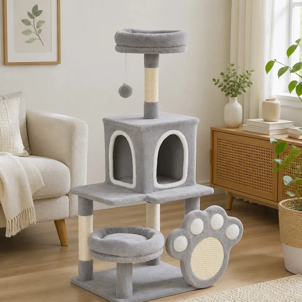 Cat Tree Tower for Indoor Cats Multi-Level Condo Plush Perch Scratching Posts 48 x 110 x 40 cm