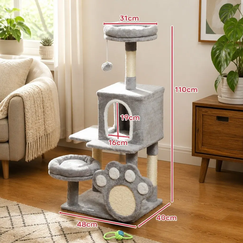 Cat Tree Tower for Indoor Cats Multi-Level Condo Plush Perch Scratching Posts 48 x 110 x 40 cm