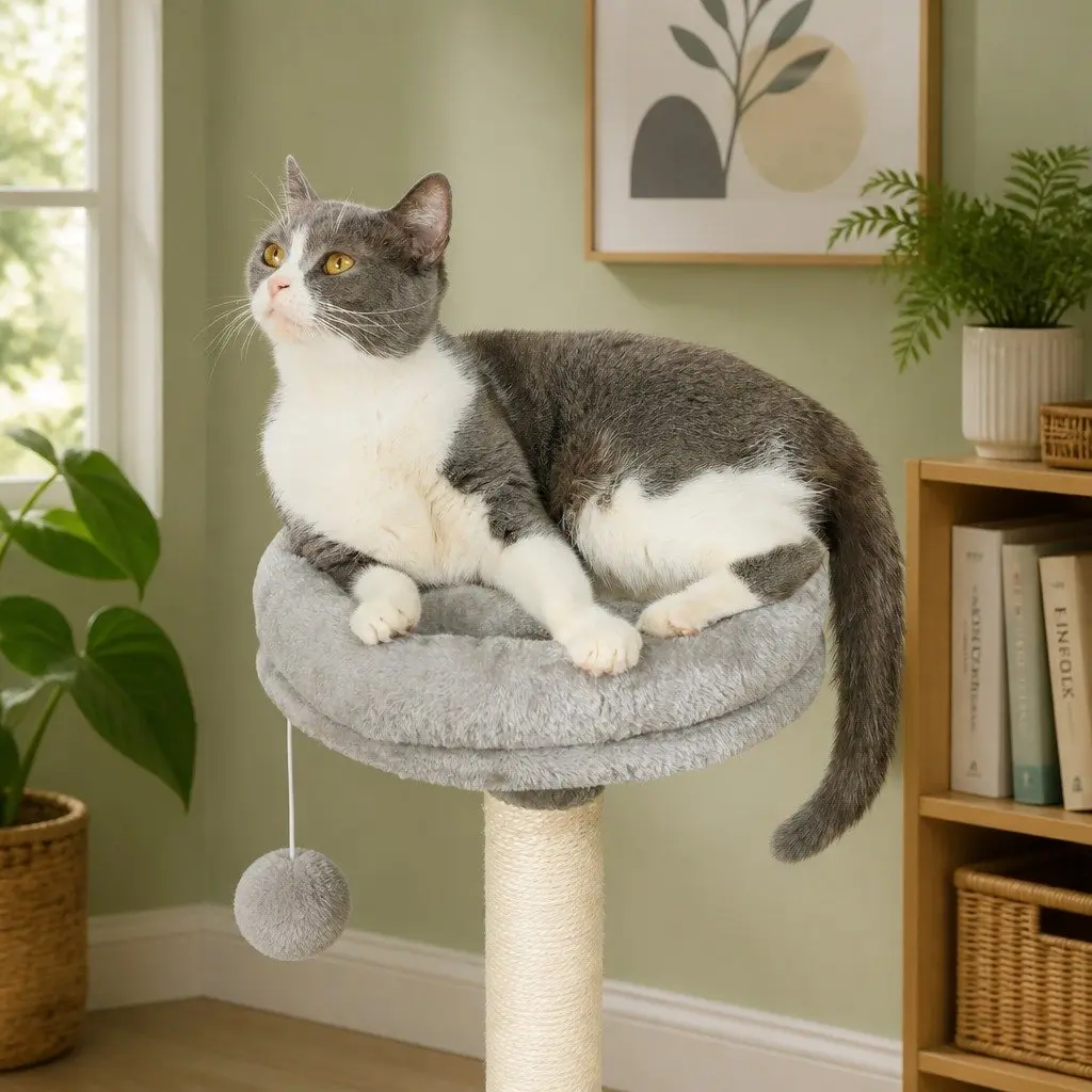 Cat Tree Tower for Indoor Cats Multi-Level Condo Plush Perch Scratching Posts 48 x 110 x 40 cm