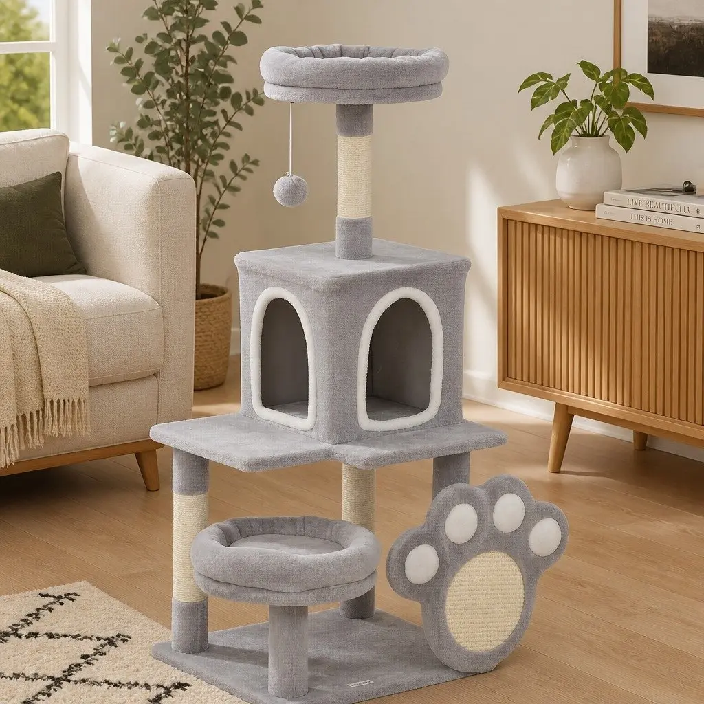 Cat Tree Tower for Indoor Cats Multi-Level Condo Plush Perch Scratching Posts 48 x 110 x 40 cm