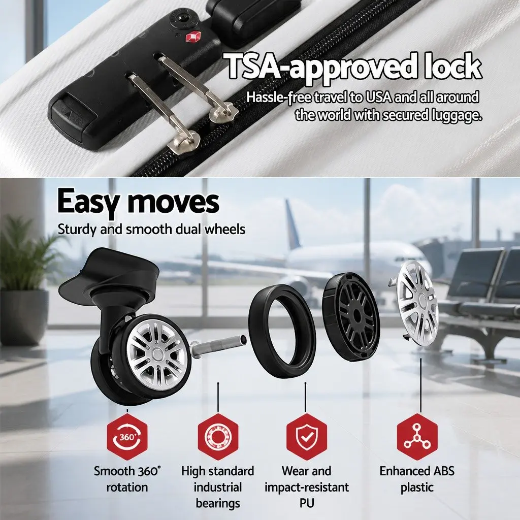 20-28 Inch Hard Shell Luggage Set with TSA Locks