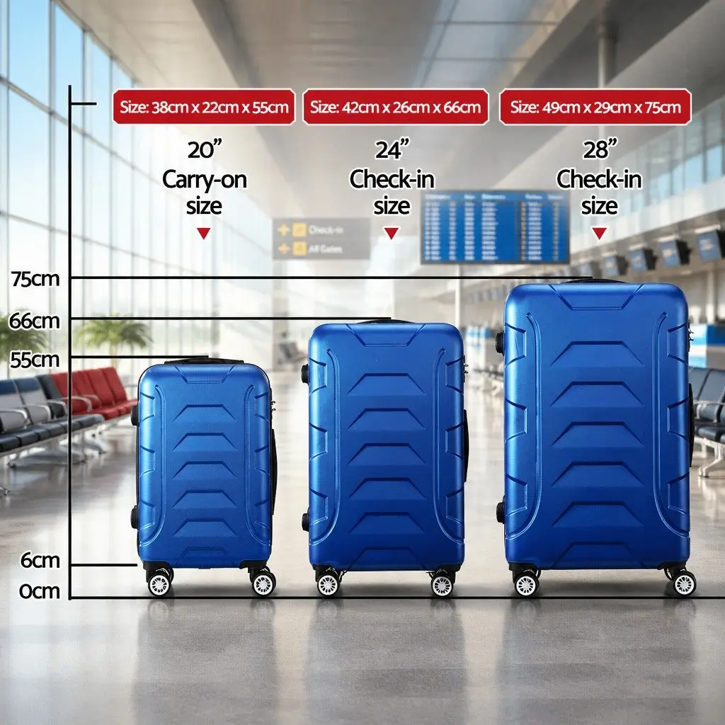 Luggage Set 3 Piece 20 24 28 Inch Hard Shell Suitcase TSA Lock Spinner Wheels