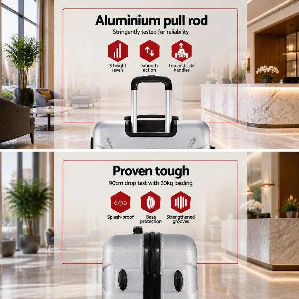 3 Piece Luggage Set 20 24 28 Inch Hard Shell Suitcase TSA Lock Spinner Wheels