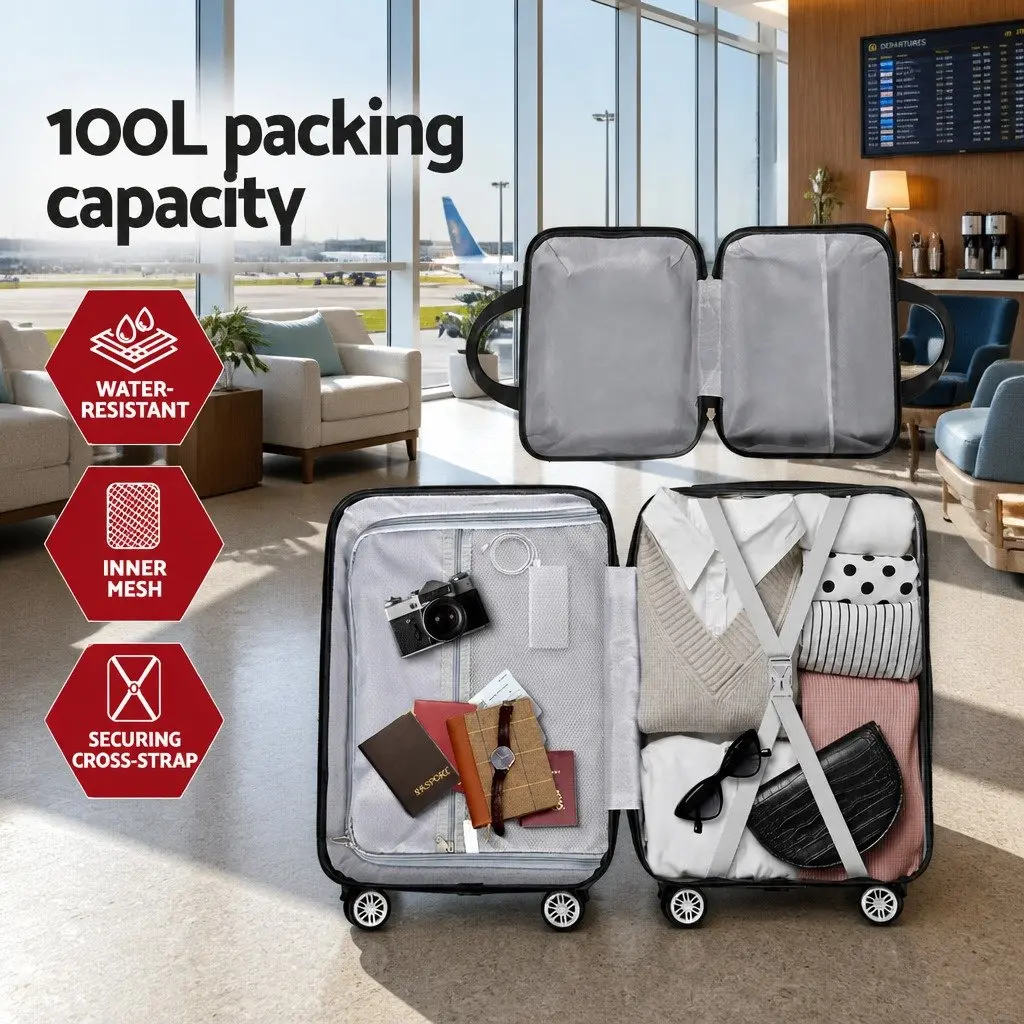 Luggage Set 2pc 20" & 12" Hard Shell Suitcase TSA Lock Travel Case Dark Grey