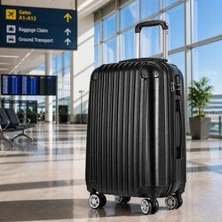 24 Inch Hard Shell Luggage Carry On Spinner Suitcase TSA Lock Travel Black