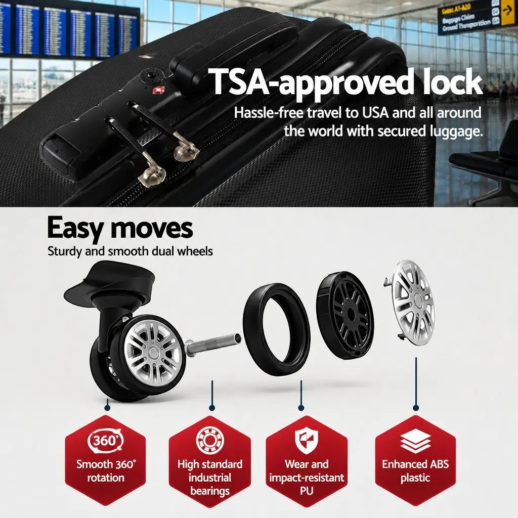 24 Inch Luggage Suitcase for Travel Black