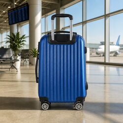 28 Inch Hard Shell Carry On Luggage Spinner Wheels TSA Lock Travel Suitcase Blue