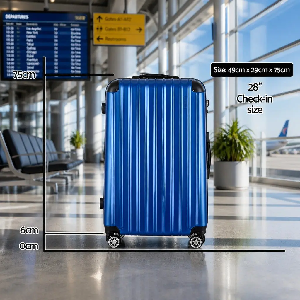 28 Inch Blue Hard Shell Suitcase