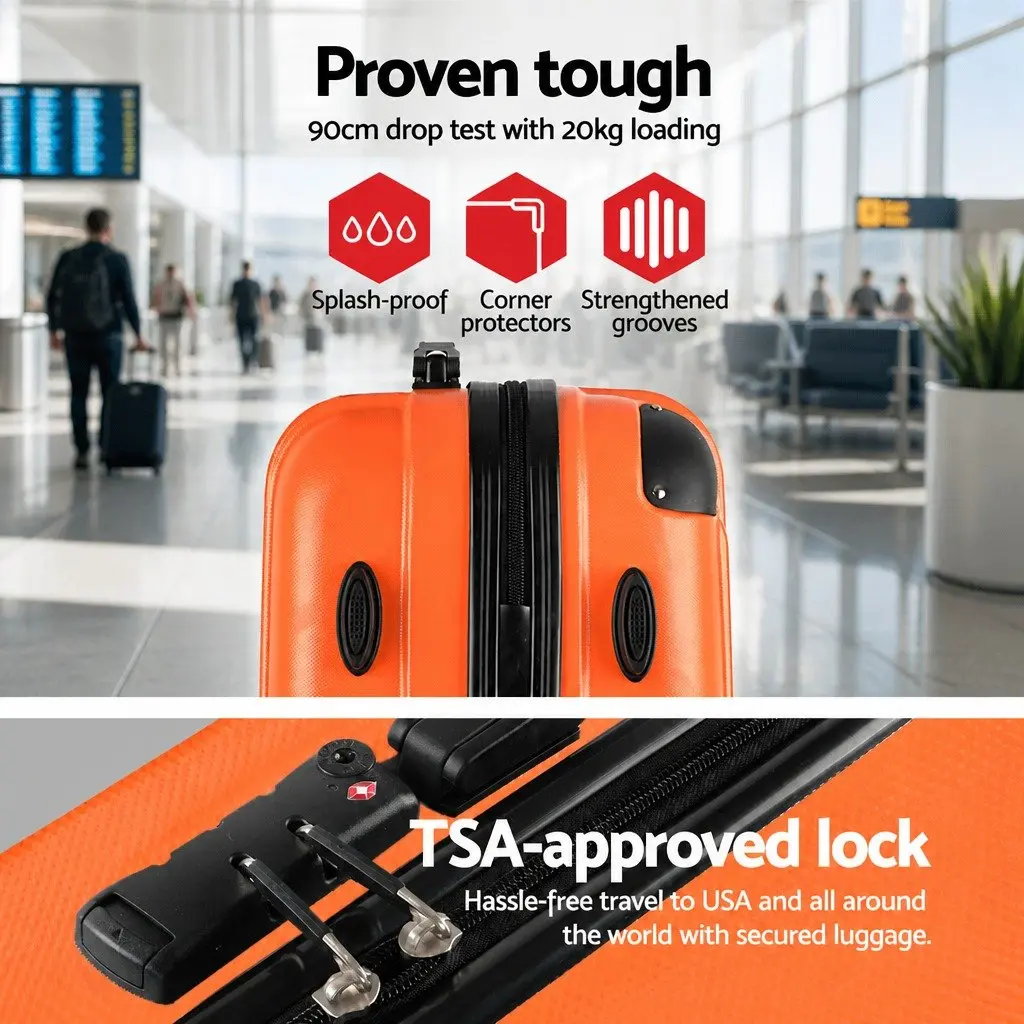 Luggage Set 3 Piece 20 24 28 Inch Hard Shell Suitcase TSA Lock Spinner Carry On