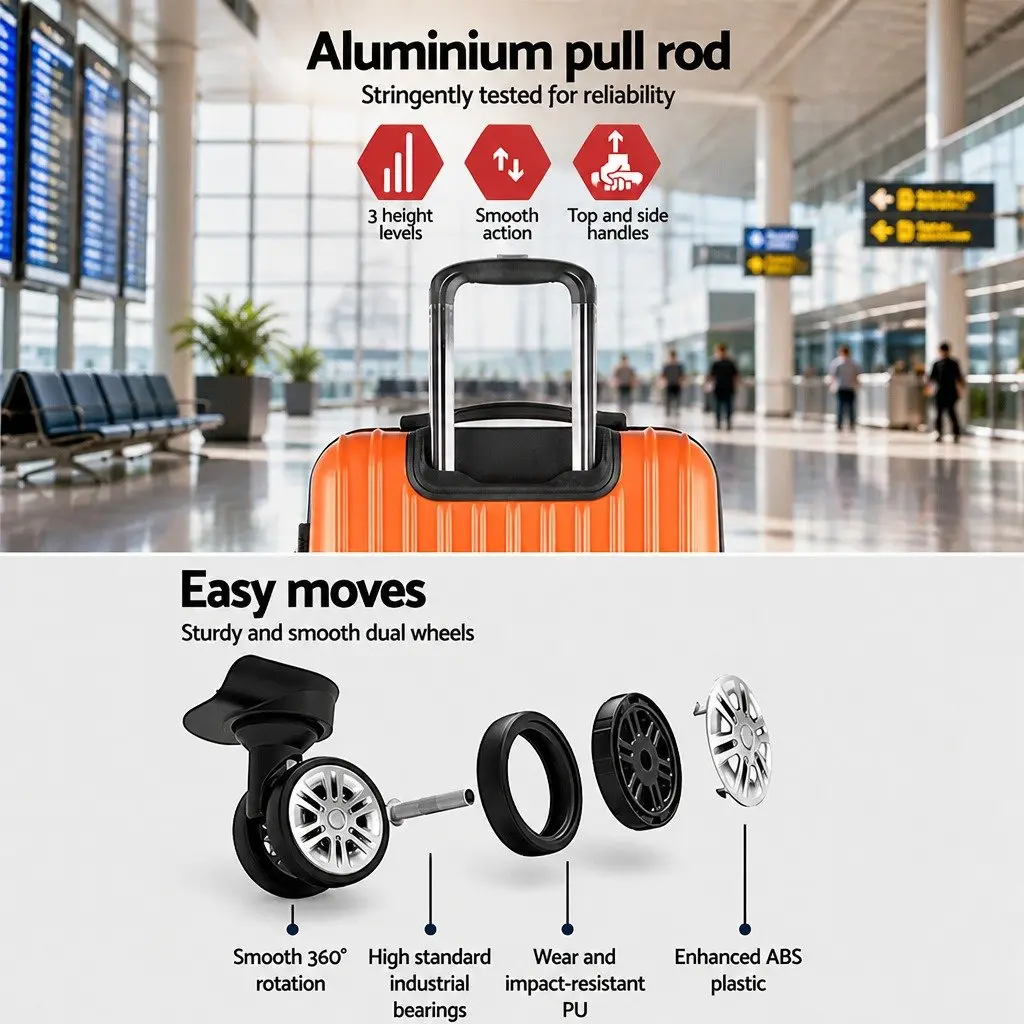 Luggage Set 3 Piece 20 24 28 Inch Hard Shell Suitcase TSA Lock Spinner Carry On